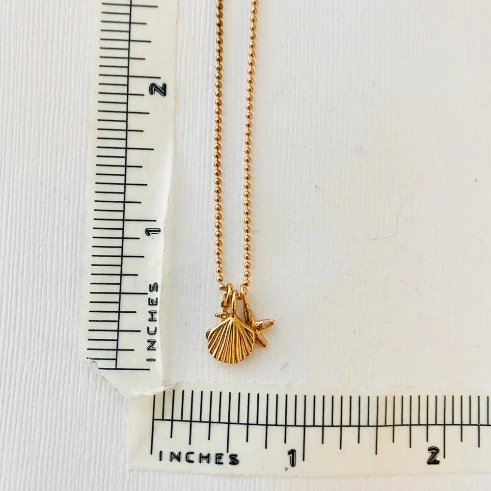 Anchor Shell Starfish Necklace Catherine Weitzman Rose Gold Vermeil - Picture 4 of 4